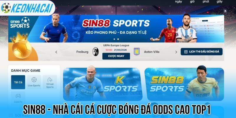 Sin88 - Nhà cái cá cược bóng đá odds cao top1
